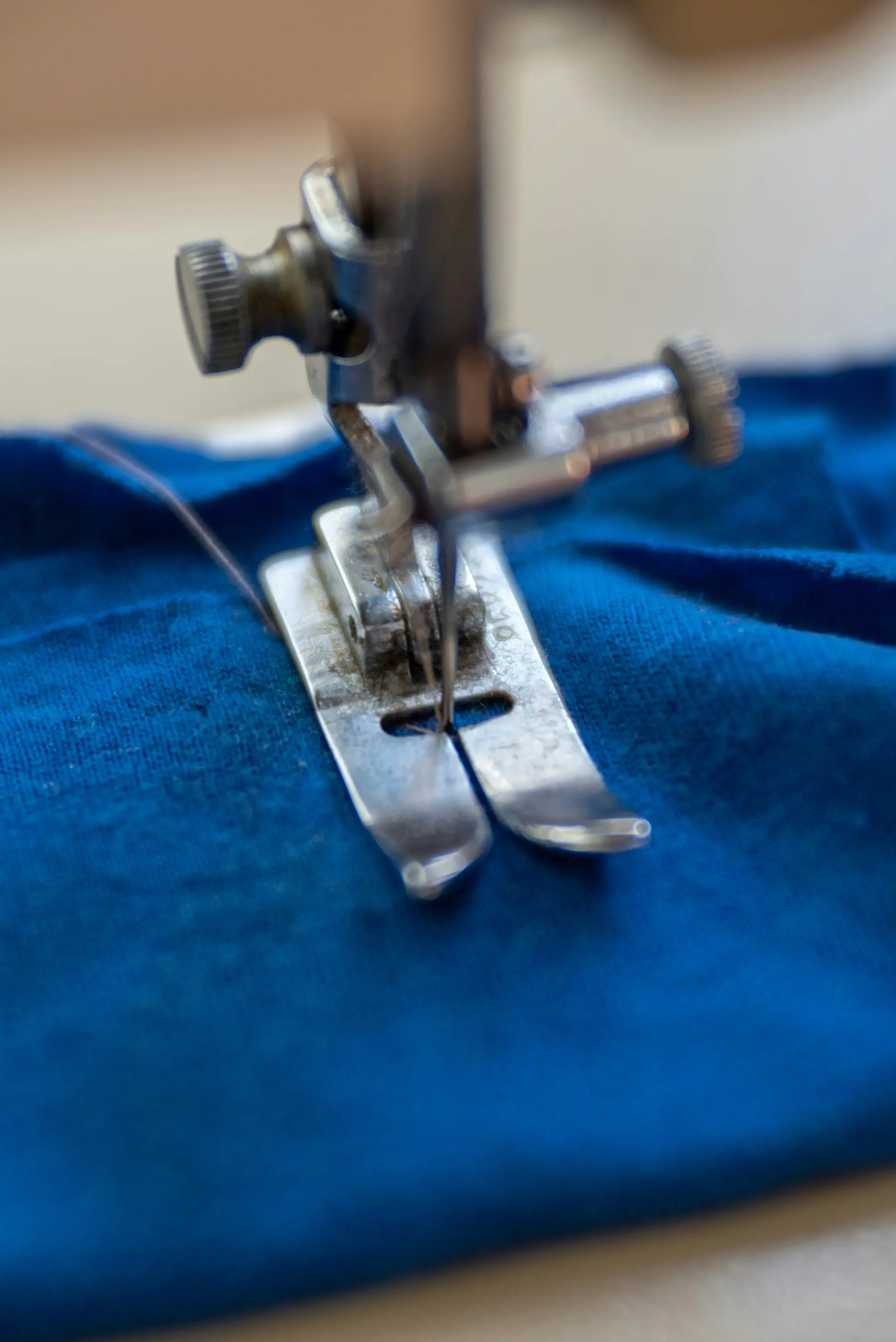 Industrial sewing machines in operation